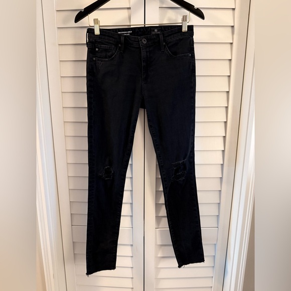 AG Adriano Goldschmied The Legging Ankle Super Skinny Black Distressed Size 27 - Picture 3 of 13